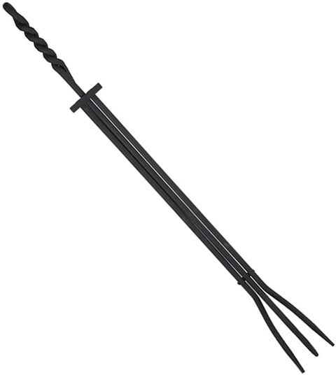 Oakestry Rope Handle Single Tool, Long Fireplace Three-pronged Curved Tongs, Versatile Design Unique and Eye-catching Element Extra 36-in, Black