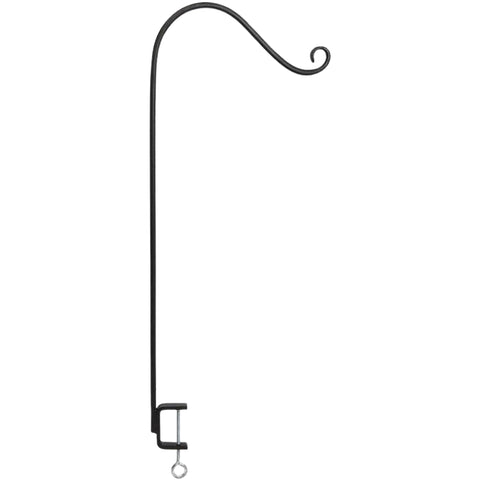 36-Inch Deck Rail Shepherd’s Pole with Clamp, Single Hook Wrought Iron Hanging Pole for Bird Feeders & Lanterns