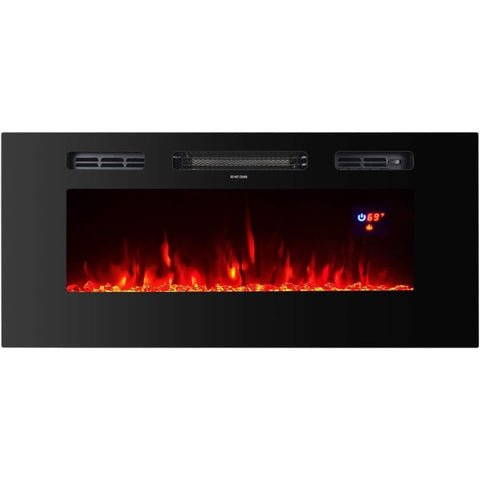 Oakestry TopLife Electric Fireplace 40- Inch Recessed & Wall-Mounted LED Fireplace Slim Modern Heater with Adjustable Flame Colors, Remote Control, Timer, & Touch Screen, Black