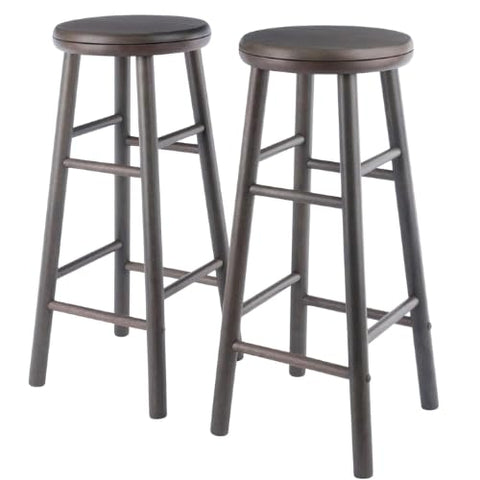 Oakestry Shelby 30.2" Swivel Bar Stool Set, 2-Piece, Oyster Gray Solid Wood, 360° Rotating Seat with Footrests, Kitchen & Home Bar Seating