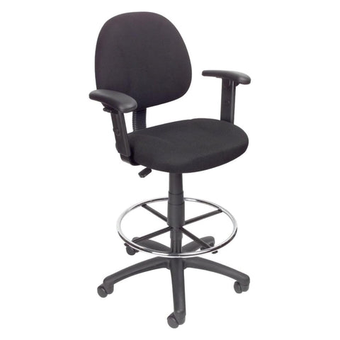 Boss Drafting Stool (B315-Bk) W/Footring And Adjustable Arms