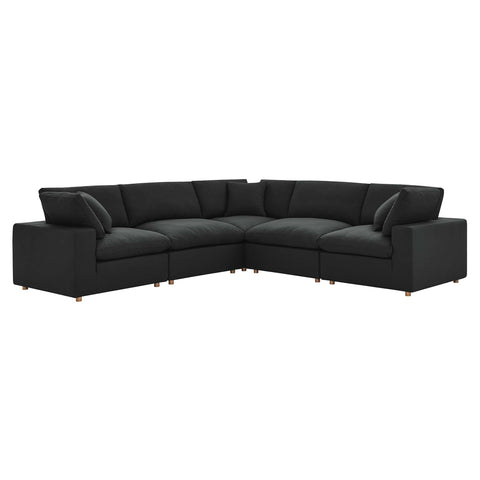Oakestry Luxury Inspired Commix Down Filled Overstuffed 5 Piece 5-Piece Sectional Sofa Comfortable Indoor Sectional Sofa for Living Room Apartment Lounge Reception Area Premium Everyday Styling