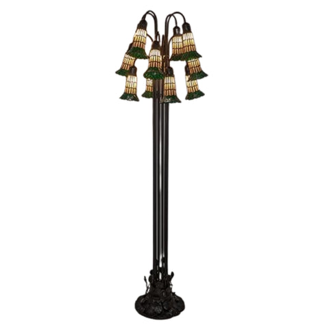 Oakestry 63 in. High Tiffany Pond Lily 12 Light Floor Lamp Elegant Floor Lamp Stained Glass Lighting Decorative Home Living Room Bedroom Office Vintage Style Durable Build Ambient Light