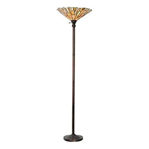 Oakestry 70 inches H Delta Jadestone Torchiere Elegant Floor Lamp Stained Glass Lighting Decorative Home Living Room Bedroom Office Vintage Style Durable Build Ambient Light