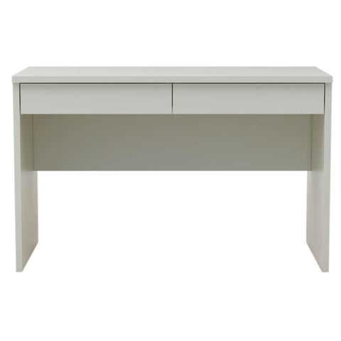 Oakestry Sira Modern White Work Desk with Storage Drawers, Contemporary Home Office Computer Table with Wire-Management Design and Water-Resistant PVC Finish