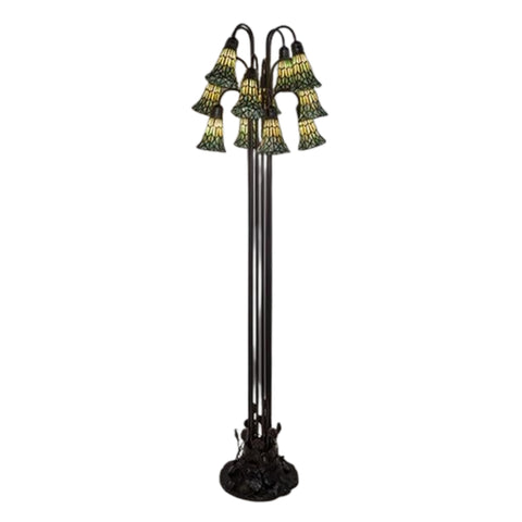 Oakestry 63 in. High Stained Glass Pond Lily 12 Light Floor Lamp Elegant Floor Lamp Stained Glass Lighting Decorative Home Living Room Bedroom Office Vintage Style Durable Build Ambient Light
