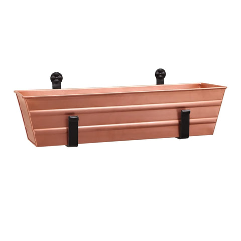 Oakestry Small Copper Flower Planter with Wall Brackets Outdoor Mount Container for Windowsills Balconies Patios Decorative Garden Holder for Blooms Herbs Greenery Home Accent