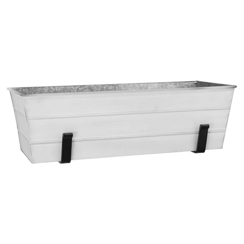 Oakestry White Medium Flower Box Wall Bracket Mounted Outdoor Planter Decorative Metal Container for Garden Porch Fence Patio Vertical Floral Greenery Display