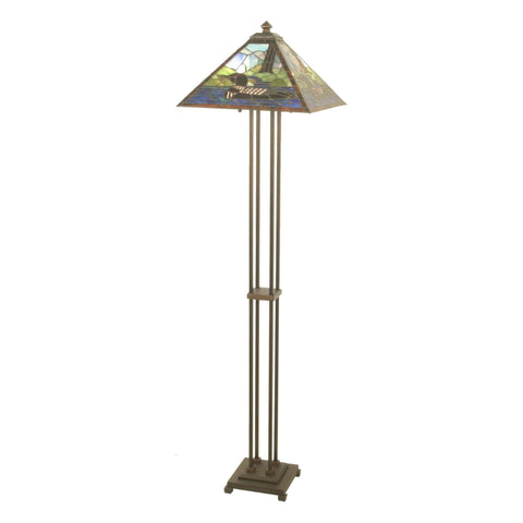 Oakestry 63InchH Loon Floor Lamp Elegant Floor Lamp Stained Glass Lighting Decorative Home Living Room Bedroom Office Vintage Style Durable Build Ambient Light