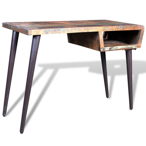 Oakestry Reclaimed Wood Desk with Painted Iron Legs, Multicolor Rustic Writing & Computer Table 43.3 Inch