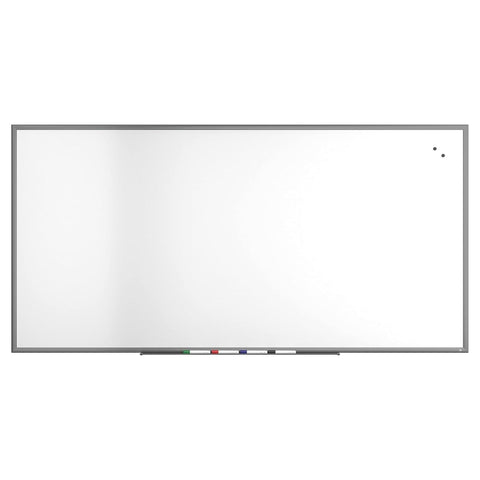 Magnetic Porcelain Dry Erase Board 96 In. x 48 In. White Surface Gray/Natural Aluminum Frame