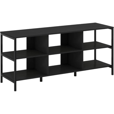 Oakestry Modern TV Stand for TVs up to 60 Inch, Americano & Black Finish, Entertainment Center with Open Shelves and Metal Frame