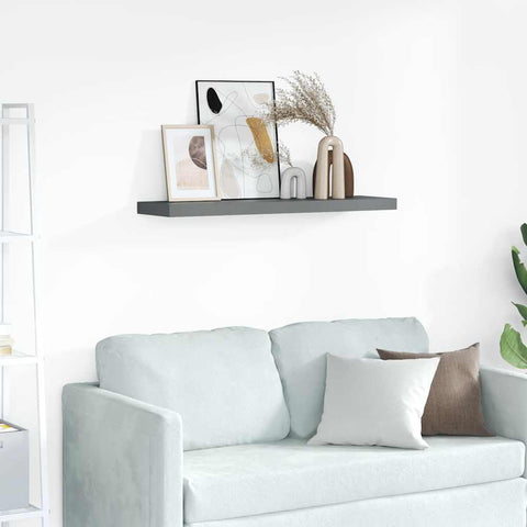 Oakestry Floating Wall Shelf High Gloss Gray 35.4 inches x9.3 inches x1.5 inches MDF Architectural Home Accent Piece