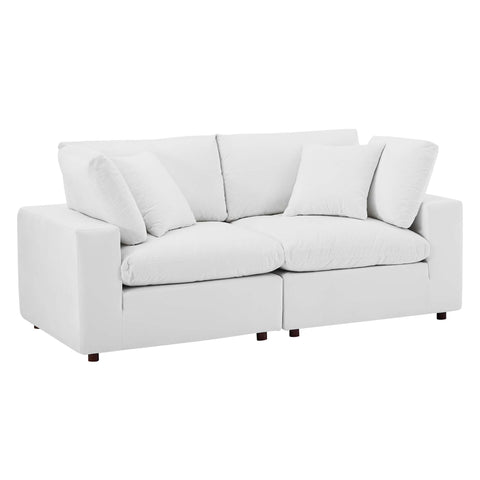 Oakestry Luxury Inspired Commix Down Filled Overstuffed Performance Velvet Loveseat Comfortable Indoor Loveseat for Living Room Apartment Lounge Reception Area Everyday Premium Styling