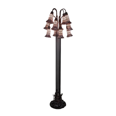 Oakestry 63 in. High Stained Glass Pond Lily 12 Light Floor Lamp Elegant Floor Lamp Stained Glass Lighting Decorative Home Living Room Bedroom Office Vintage Style Durable Build Ambient Light