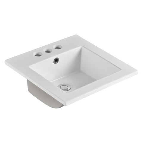 Oakestry 16 Inch Single Sink Ceramic Vanity Top Compact Bathroom Basin Countertop Integrated Wash Basin Glossy White Durable Space Saving Modern Design for Small Bathroom Powder Room Utility