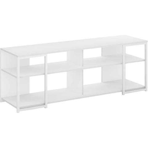 Oakestry Modern TV Stand for TVs up to 65 Inch, Solid White Finish, Entertainment Center with Open Shelves and Metal Frame
