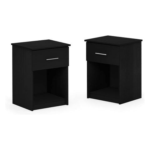 Oakestry Tidur Two Nightstand Drawer Set Two Bedside Table Bedroom Furniture Modern Storage Wooden End Stand (Handle, Americano)