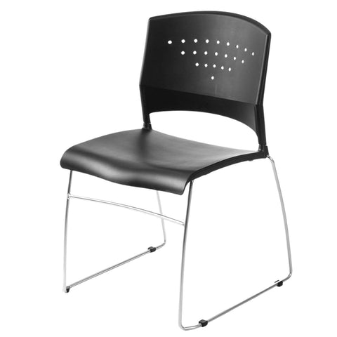 Boss Black Stack Chair With Chrome Frame 2 Pcs Pack