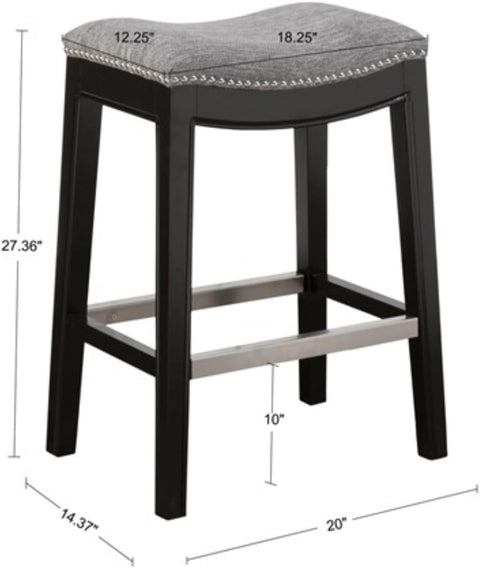 27" Kitchen Saddle Backless bar Stool with Nail Head