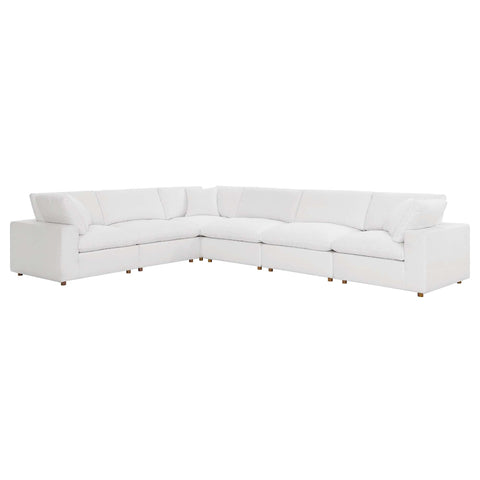 Oakestry Luxury Inspired Commix Down Filled Overstuffed 6 Piece Sectional Sofa Set Comfortable Indoor Sectional Sofa for Living Room Apartment Lounge Reception Area Everyday Premium Styling