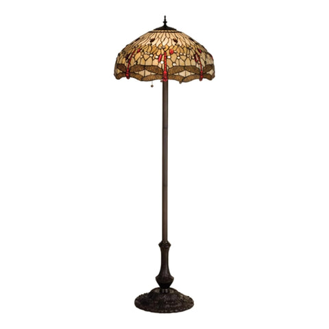 Oakestry 63 Inch Tiffany Hanginghead Dragonfly Floor Lamp Stained Glass Standing Light Vintage Mission Accent Fixture for Living Room Bedroom Reading Nook Home Decor
