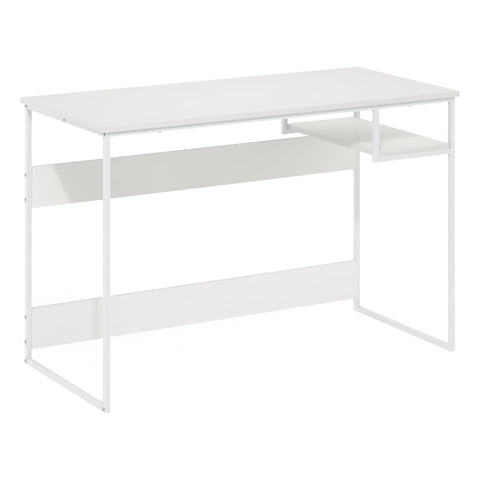 Oakestry Metal Frame Gaming Desk Writing Table Computer Workstation Home Office Study Furniture Open Shelf Solid White