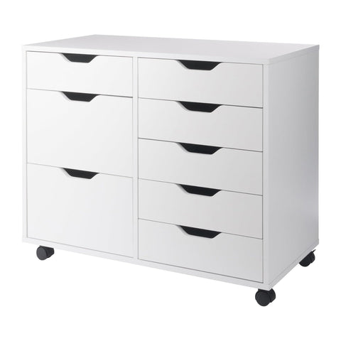 Oakestry Halifax Storage Mobile Cabinet White Home Office Organizer with 2 Doors and 6 Drawers Rolling Utility Storage Unit for Workspace Craft Room and Bedroom