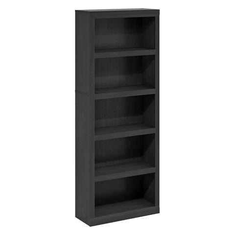 Oakestry Rail Five Tier Open Shelf Bookcase Wooden Storage Display Organizer Freestanding Bookshelf Living Room Office Library Modern