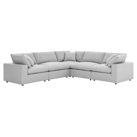 Oakestry Luxury Inspired Commix Down Filled Overstuffed 5 Piece 5-Piece Sectional Sofa Comfortable Indoor Sectional Sofa for Living Room Apartment Lounge Reception Area Premium Daily Styling