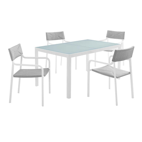 Oakestry Raleigh 5 Piece Outdoor Patio Aluminum Dining Set with Stackable Armchairs
