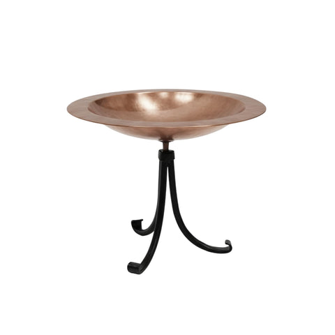 Oakestry 18" Classic Copper Birdbath with Tall Tripod Stand, Wide Rim Bird Bath Bowl, Freestanding Outdoor Birdbath for Garden, Patio & Deck Décor