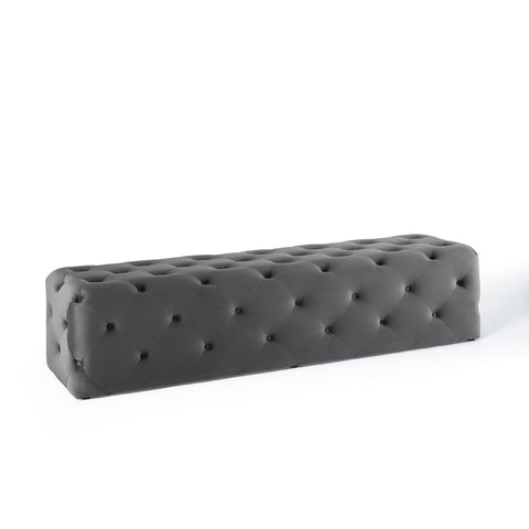Oakestry Amour 72" Tufted Button Entryway Performance Velvet Bench, Modern Upholstered Accent Bench for Entryway Living Room and Bedroom, Gray