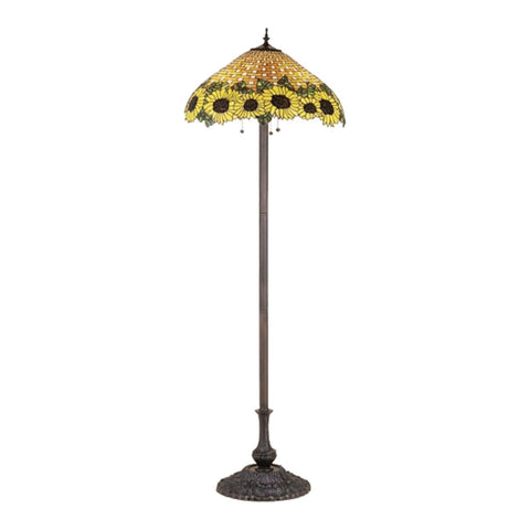 Oakestry 63InchH Wicker Sunflower Floor Lamp Elegant Floor Lamp Stained Glass Lighting Decorative Home Living Room Bedroom Office Vintage Style Durable Build Ambient Light