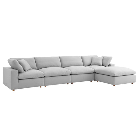 Oakestry Luxury Inspired Commix Down Filled Overstuffed 5 Piece Sectional Sofa Set Comfortable Indoor Sectional Sofa for Living Room Apartment Lounge Reception Area Premium Daily Styling
