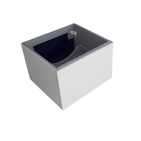 Oakestry Vitri Modern Wall Mounted Bathroom Vanity Cabinet with Push-to-Open Soft-Close Drawer, Nano Glass Panels, Cloud White (Sink Not Included)
