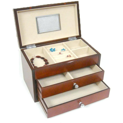 Oakestry Wooden Jewelry Box Organizer Multi-Layer Storage Case with Drawers Velvet Lining Elegant Design for Rings Earrings Necklaces Watches Space-Saving Durable Keepsake Box for Home and Gift