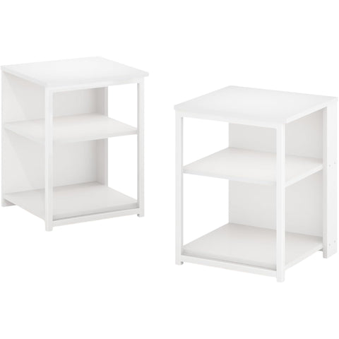 Camnus Modern Living End Table, Set of 2, Solid White – Stylish Wood & Metal Storage Side Tables for Living Room, 15.2" W x 20.1" H