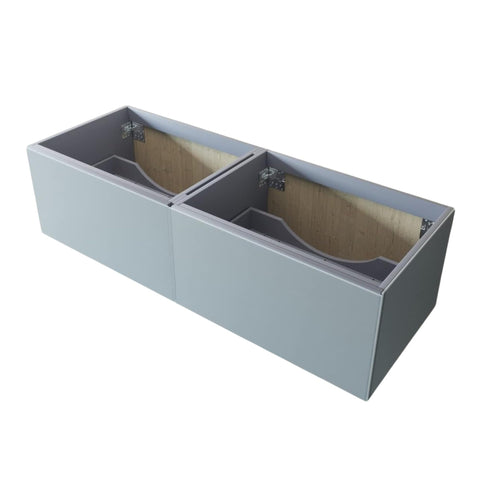 Oakestry Signature Sixty Inch Cloud White Freestanding Double Sink Vanity Base Featuring Soft Glide Interior Drawer System