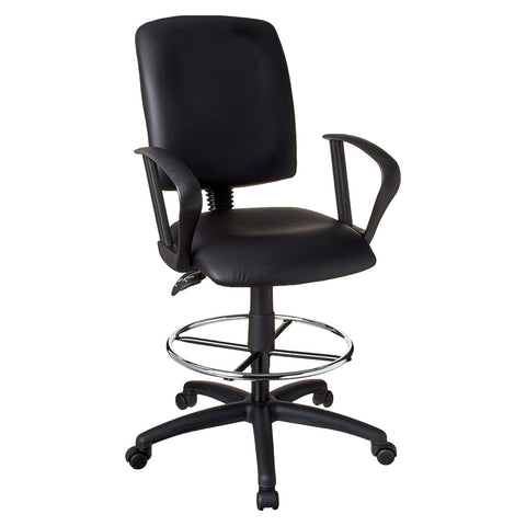 Boss Multi-Function LeatherPlus Drafting Stool W/ Loop Arms