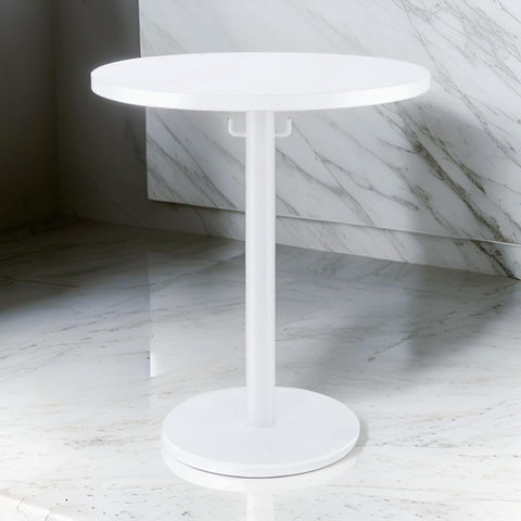 Oakestry Modern White Round Coffee Table with Sturdy Metal Frame and Sleek Wooden Top Stylish Accent Table for Living Room, Bedroom, Office, Lounge and Small Spaces