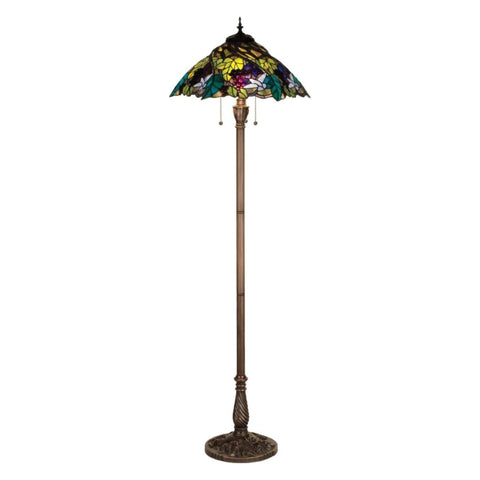 Oakestry 64.5 inches H Spiral Grape Floor Lamp Elegant Floor Lamp Stained Glass Lighting Decorative Home Living Room Bedroom Office Vintage Style Durable Build Ambient Light