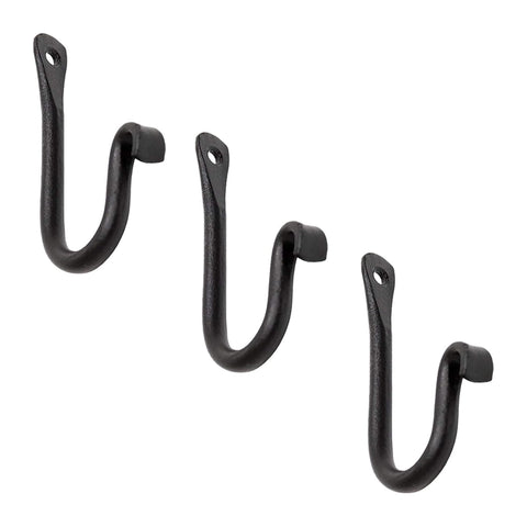 Oakestry J Hook 4 Inch Three Pack Heavy Duty Metal Hanging Hooks for Garden Tools Lanterns Plants Baskets Garage Storage Organizer Indoor Outdoor Wall Fence Utility Shed Use Black Finish Set