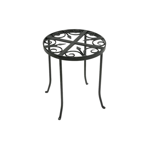 Oakestry Round Trivet Plant Stand, 14" Wrought Iron Plant Holder with Graphite Finish, Indoor Outdoor Decorative Planter Stand & Accent Table