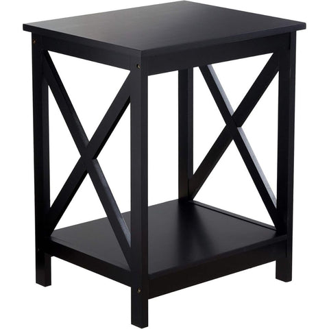 Oakestry Wooden End Table Nightstand Modern Accent Side End Table with Storage for Living Room and Bedroom Use Side Table for Small Space, Black