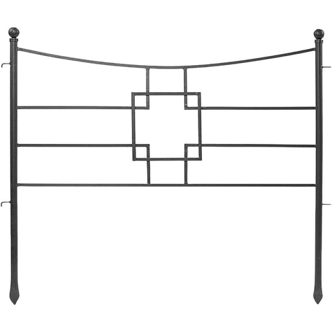 Square-on-Squares Fence Section, Pack of 4 – 36" W x 31" H Wrought Iron, Graphite Powder-Coated, Modern Geometric Outdoor Fence Panels
