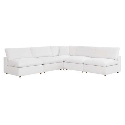 Oakestry Luxury Inspired Commix Down Filled Overstuffed 5-Piece Armless Sectional Sofa Comfortable Indoor Sectional Sofa for Living Room Apartment Lounge Reception Area Everyday Premium Styling