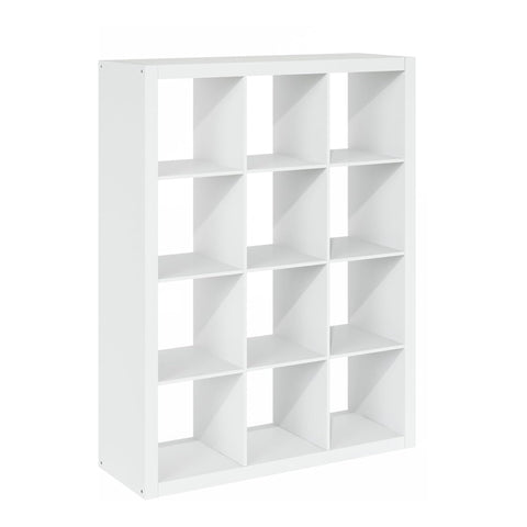 Oakestry Cubicle Twelve Cube Storage Organizer Triple Thick Frame Decorative Shelving Unit Modular Display Furniture (White)