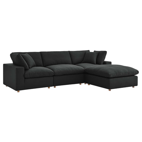 Oakestry Luxury Inspired Commix Down Filled Overstuffed 4 Piece Sectional Sofa Set Comfortable Indoor Sectional Sofa for Living Room Apartment Lounge Reception Area Premium Everyday Styling