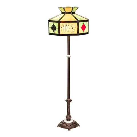 Oakestry 63 in High Poker Face Floor Lamp Elegant Floor Lamp Stained Glass Lighting Decorative Home Living Room Bedroom Office Vintage Style Durable Build Ambient Light